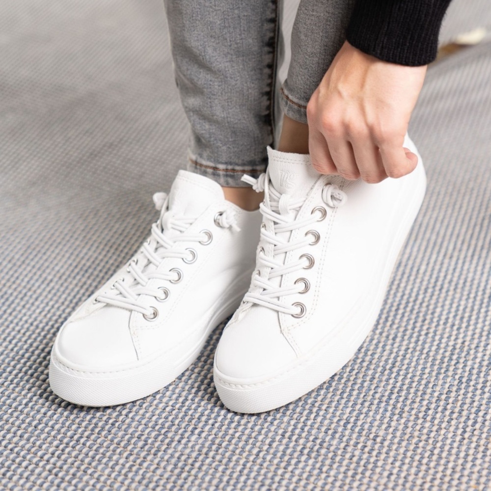 PAUL GREEN Hadley White Leather low top sneakers   UK 4.5  US 7 preowned